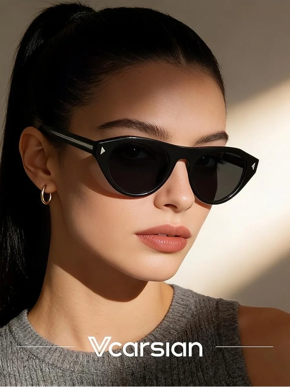 Retro Oval Cat Eye Sunglasses for Women, 2 pack